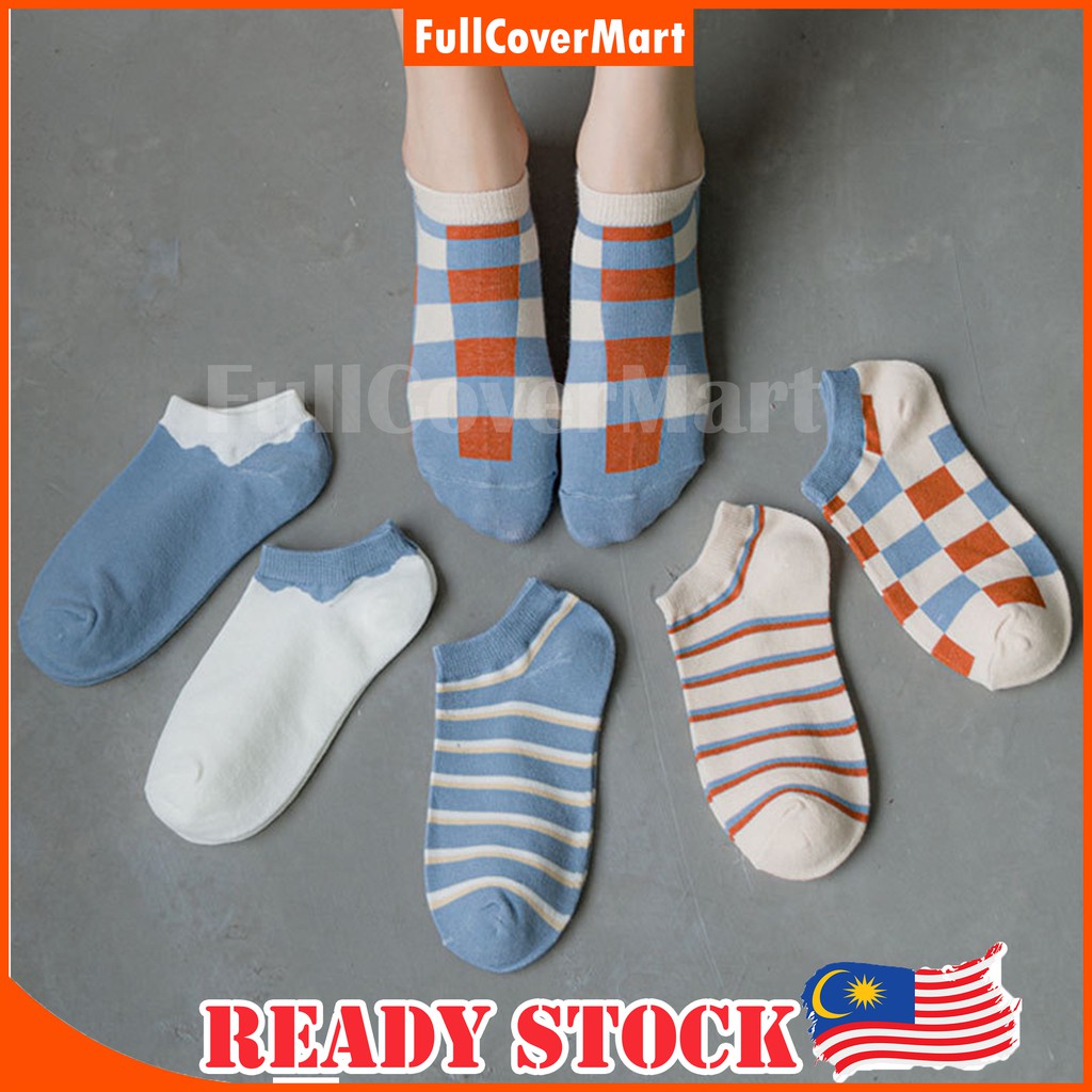 (SOX50) Fashion Ankle Socks Women Breathable Cotton Sock Stealth