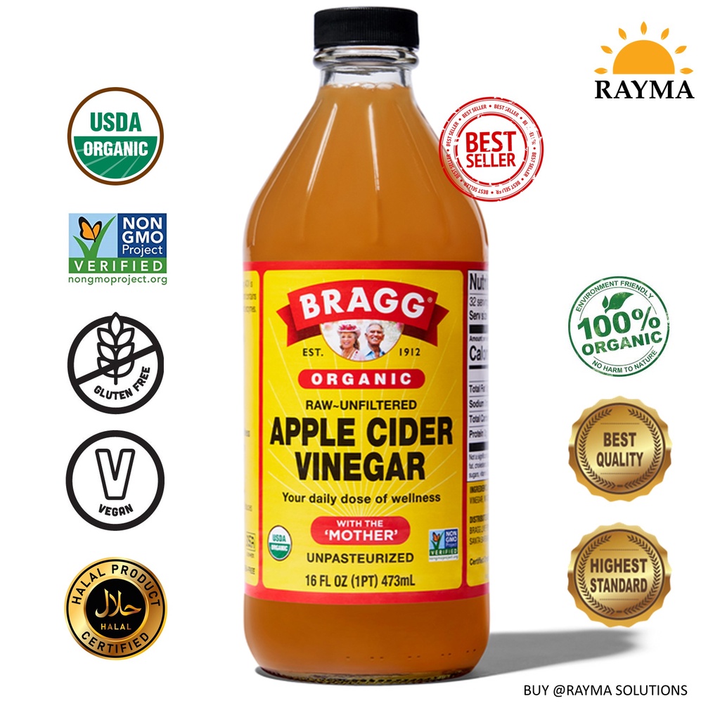 BRAGG Organic RawUnfiltered Apple Cider Vinegar with the 'Mother