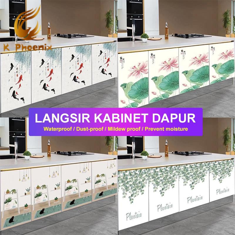 Langsir dapur velco tape curtain waterproof Langsir skirting