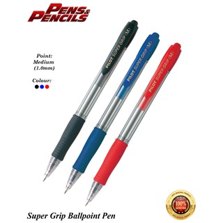 Pilot Super Grip Ballpen Fine 0.7mm & Medium 1.0mm Black Blue Red