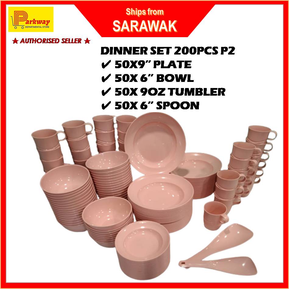 [EAST MSIA]200 PAX PLASTIC PLATES CUPS BOWLS SET HIGH QUALITY FOOD ...