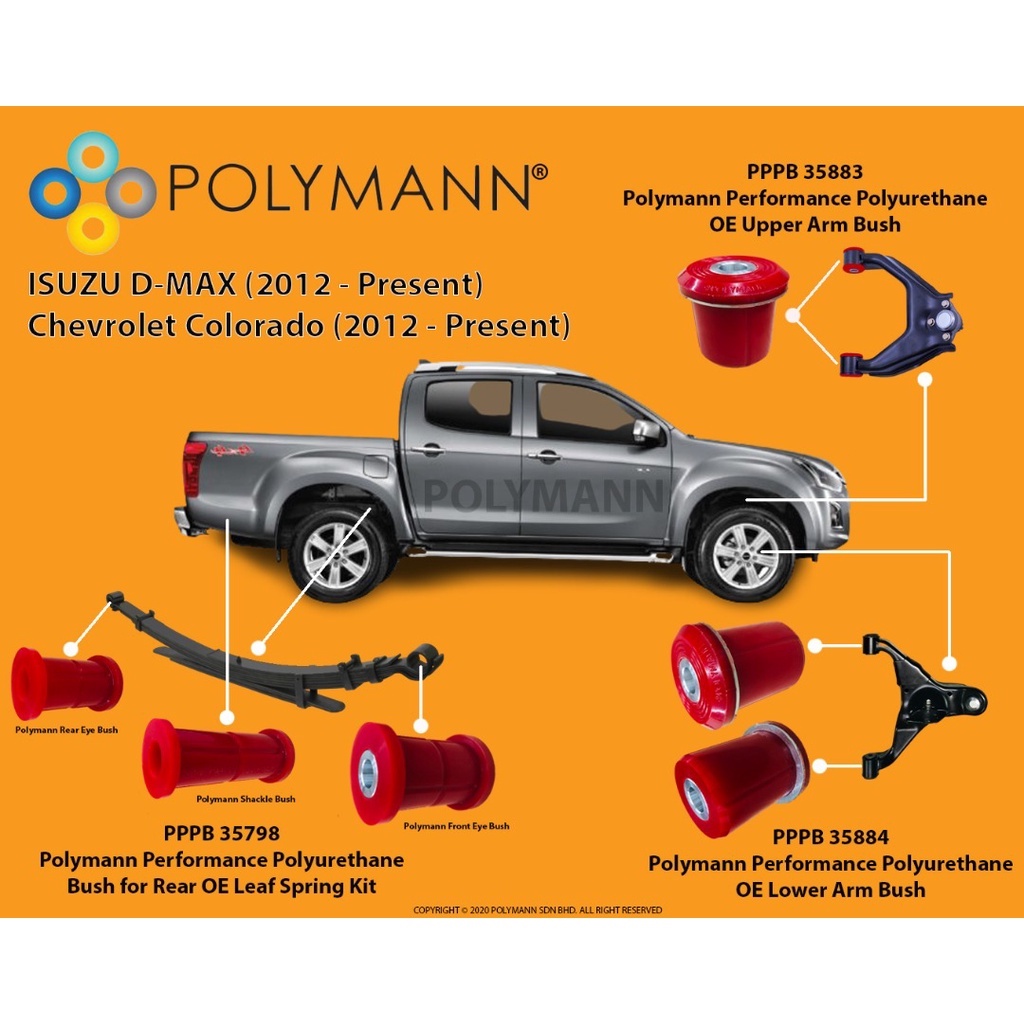 Polymann Isuzu Dmax RT Vcross (2012-Present) Lower & Upper Arm & Leaf ...
