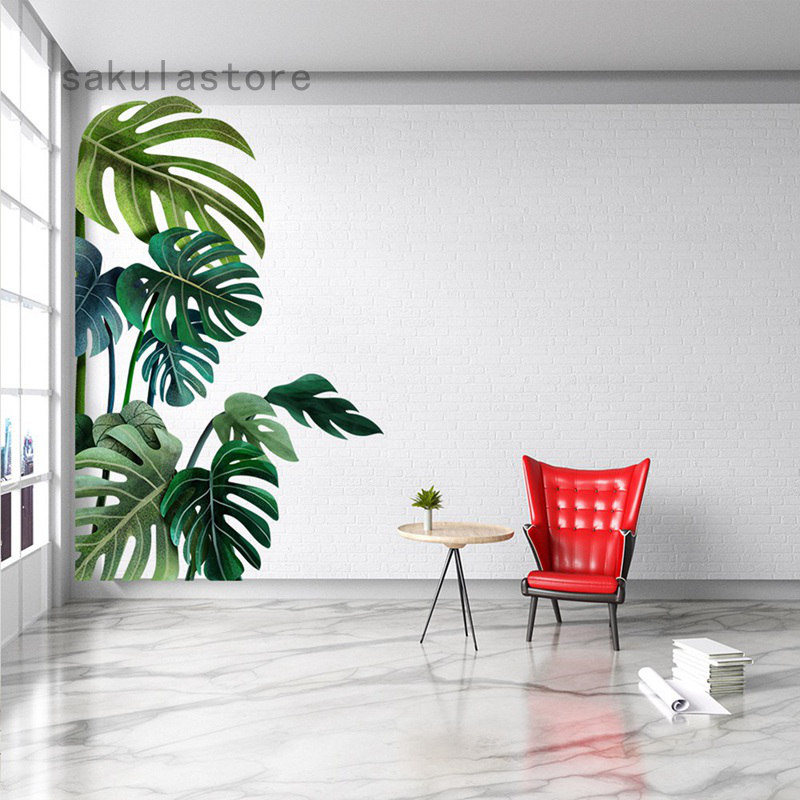 Plant Decor Wall Stickers Diy Beach Tropical Palm Leaves Wall Stickers