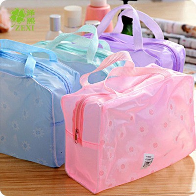 Women Travel Floral Transparent Waterproof Cosmetic Bathing Pouch ...