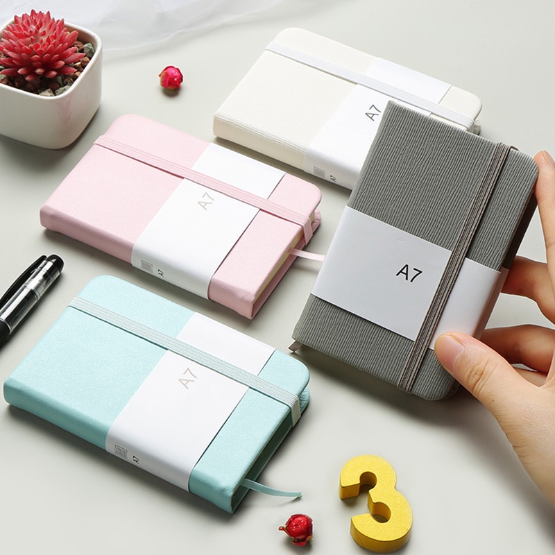 Small Pocket Notebook A7 Portable Mini Portable Diary Pocket Book Thick Leather Notepad Hardback