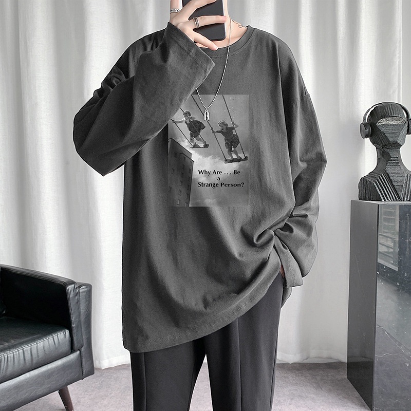 Korean Style Printed T Shirt Men 8XL Plus Size Long Sleeve Tshirt Fat ...