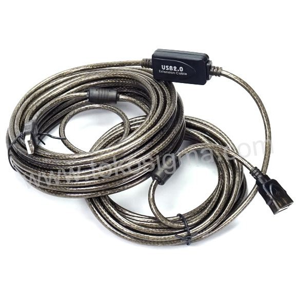 30ft USB 2.0 Extension Cable With Signal Booster - Male To Female, Active Repeater