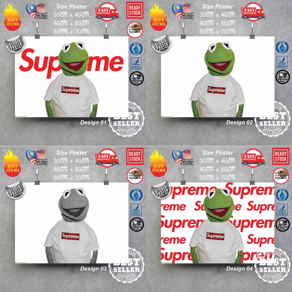 Ready Stock Supreme x Kermit The Frog Streetwear poster Street