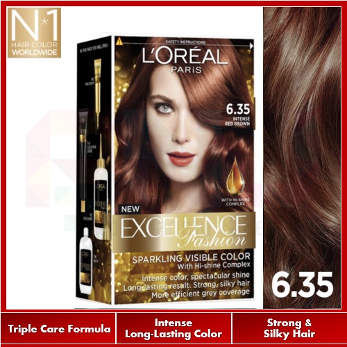 Exp 09 2023 L Oreal Loreal Paris 6.35 Intense Copper Brown Excellence Fashion Hair Color Cream Hair Coloring Care