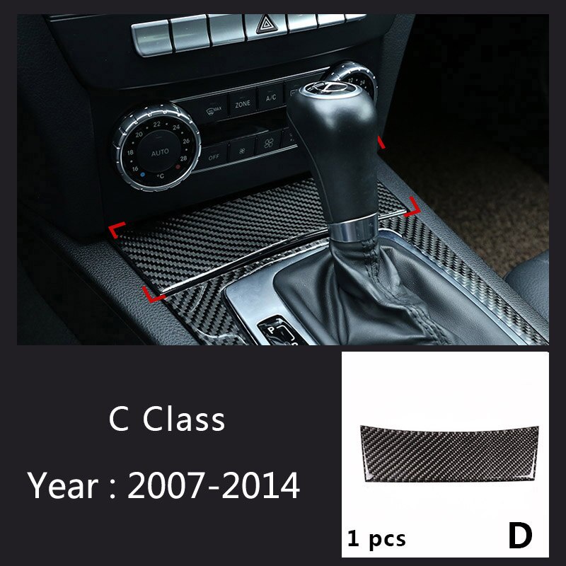 2Pcs Carbon Fiber Gear Shift Panel Trim For Mercedes-Benz C Class W204 2007-2013