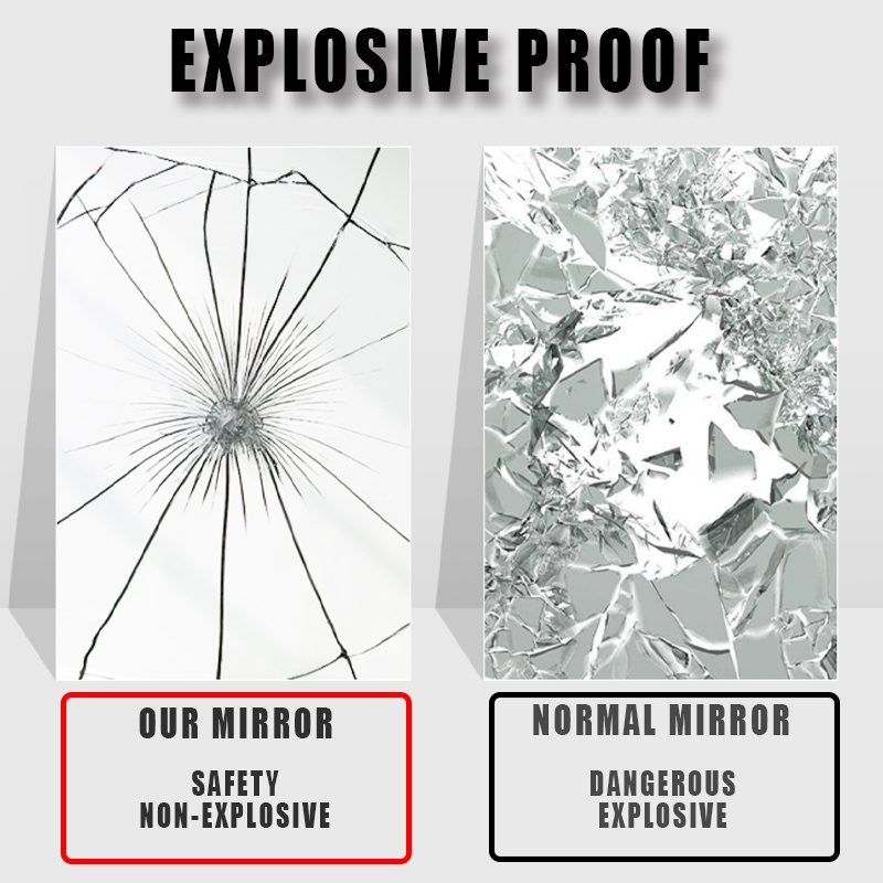 [No Drilling] Bathroom Wall Hanging Mirror Self-Adhesive Wall-Mounted ...