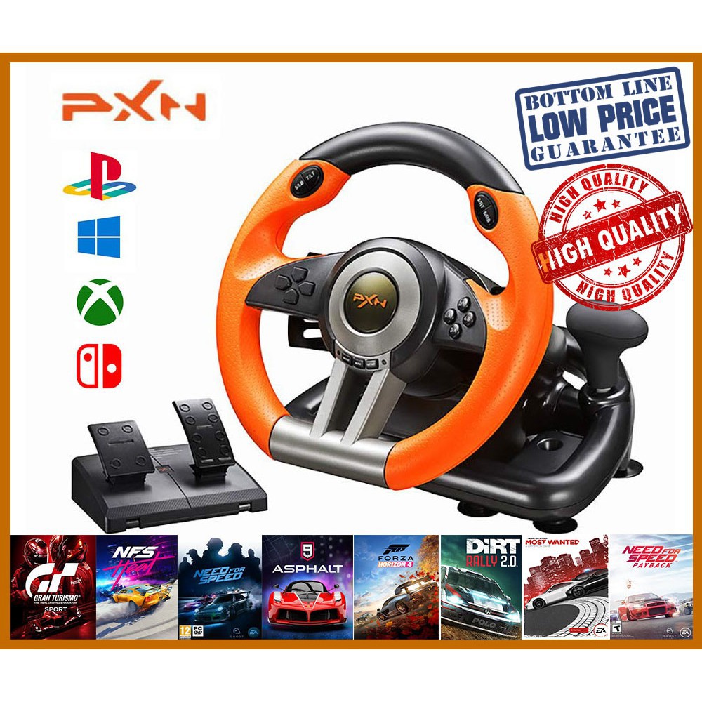 (READY STOCK)PXN V3 PRO 180 DEGREE USB RACING STEERING WHEEL PEDALS PC ...