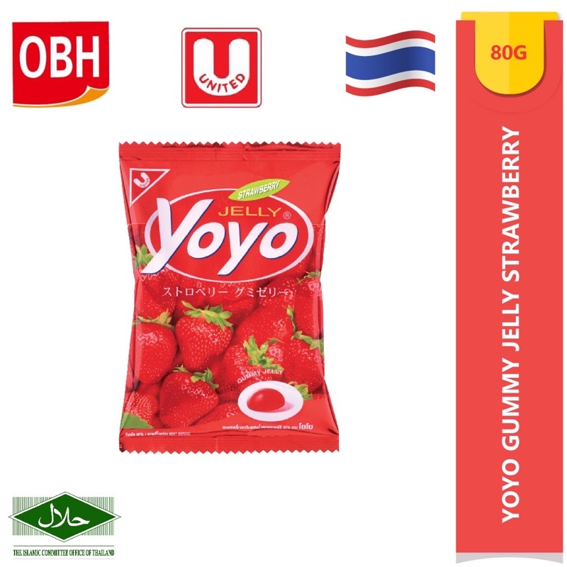 YOYO Gummy Jelly Grape/Assorted /Stawberry Flavour Thailand HALAL (80G) Shopee Malaysia