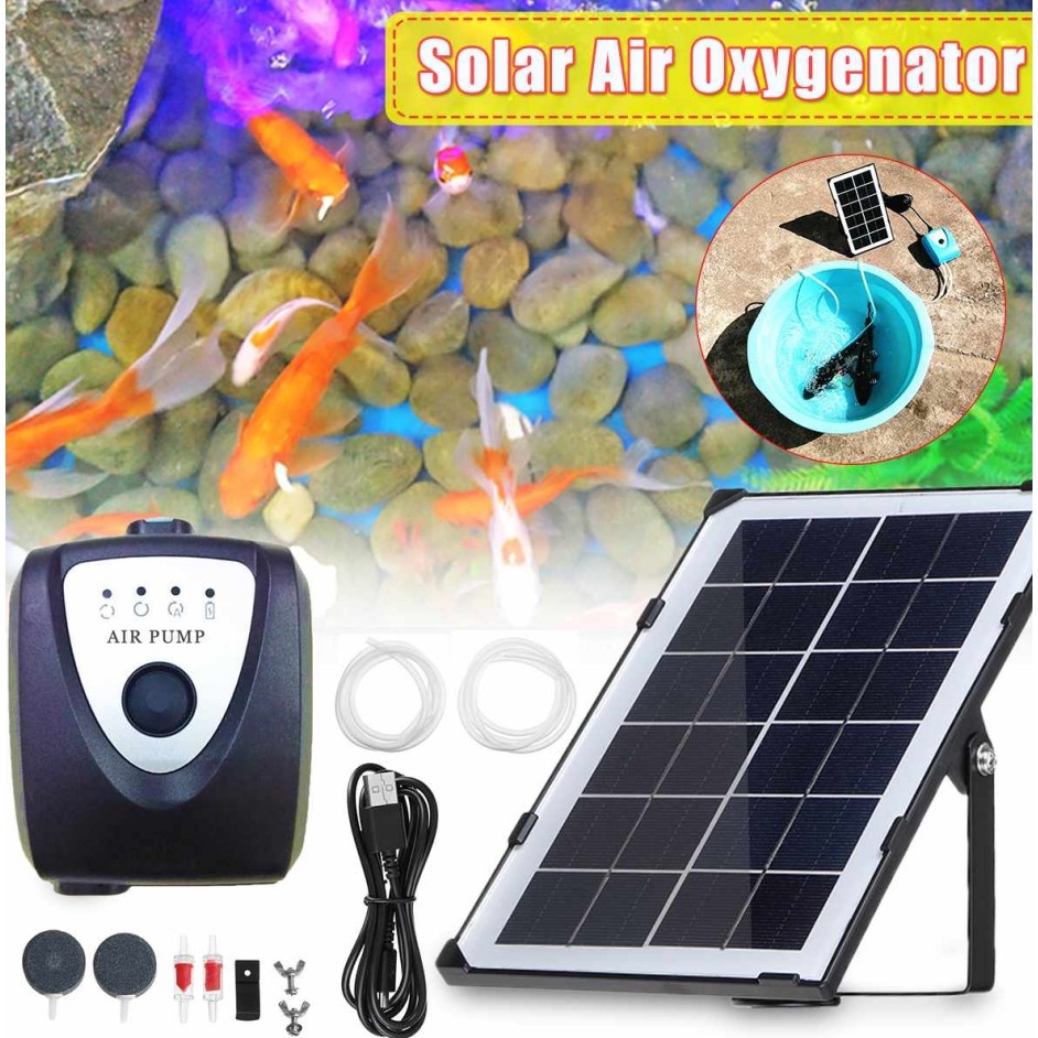 Solar powered fish pump oxygen tank Air Pump Solar Kit Solar Powered