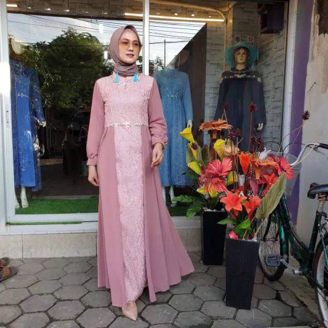Women's brocade party robe (salm pink) | Shopee Malaysia