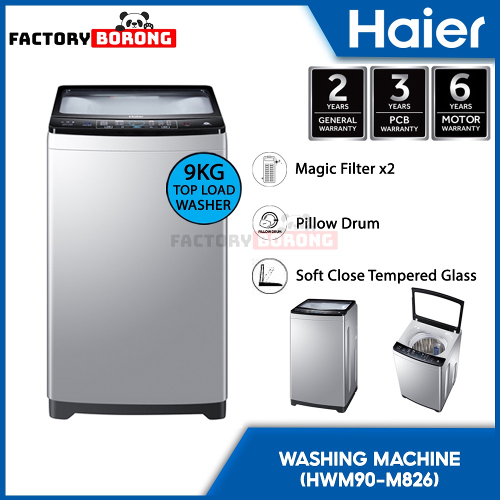 Haier 9KG Non Inverter Top Load Washing Machine Mesin Basuh (HWM90-M826 ...