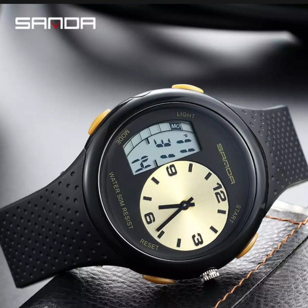 SANDA 763 100 ORIGNAL NEW DESIGN DUAL TIME SPORT WATCH FOR MEN men s watch man watch jam tangan lelaki sport wat Shopee Malaysia