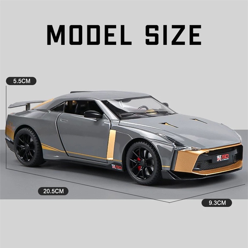 【RUM】1:24 Scale Nissan GT-R50 Alloy Car Model Light & Sound Effect ...