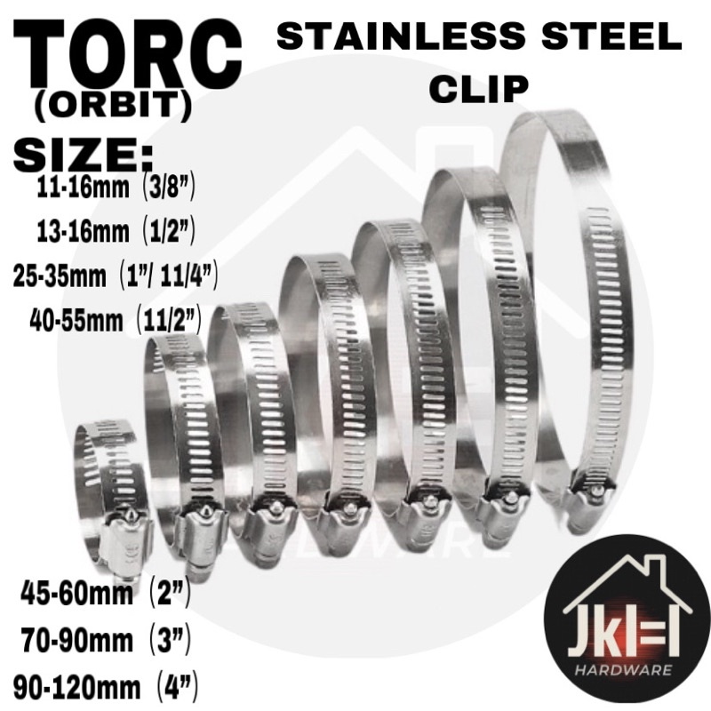 TORC STAINLESS STEEL HOSE CLIP 3/8