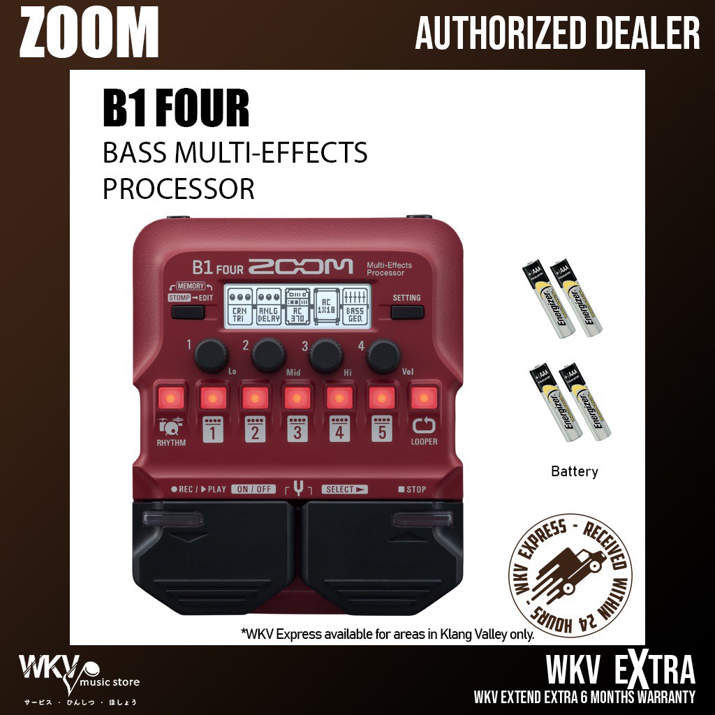 Zoom B1 FOUR Bass Guitar Multi Effects Processor Pedal (B1FOUR/ B1on
