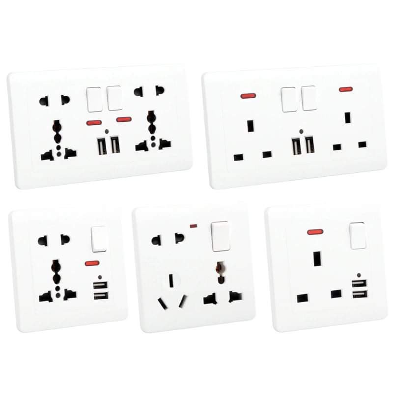 3 Pin 2 Pin Plugs HIGH CLASS Wall Switch Multi USB China Plug socket ...