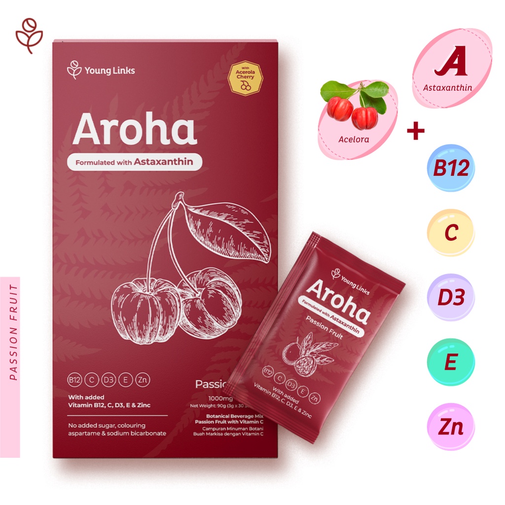 Young Links® Aroha 1000mg Vitamin C with Astaxanthin & Acerola Cherry