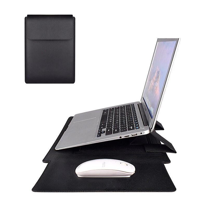 PU Leather Laptop Sleeve Case With Stand Holder Bag For Laptop 13 15.