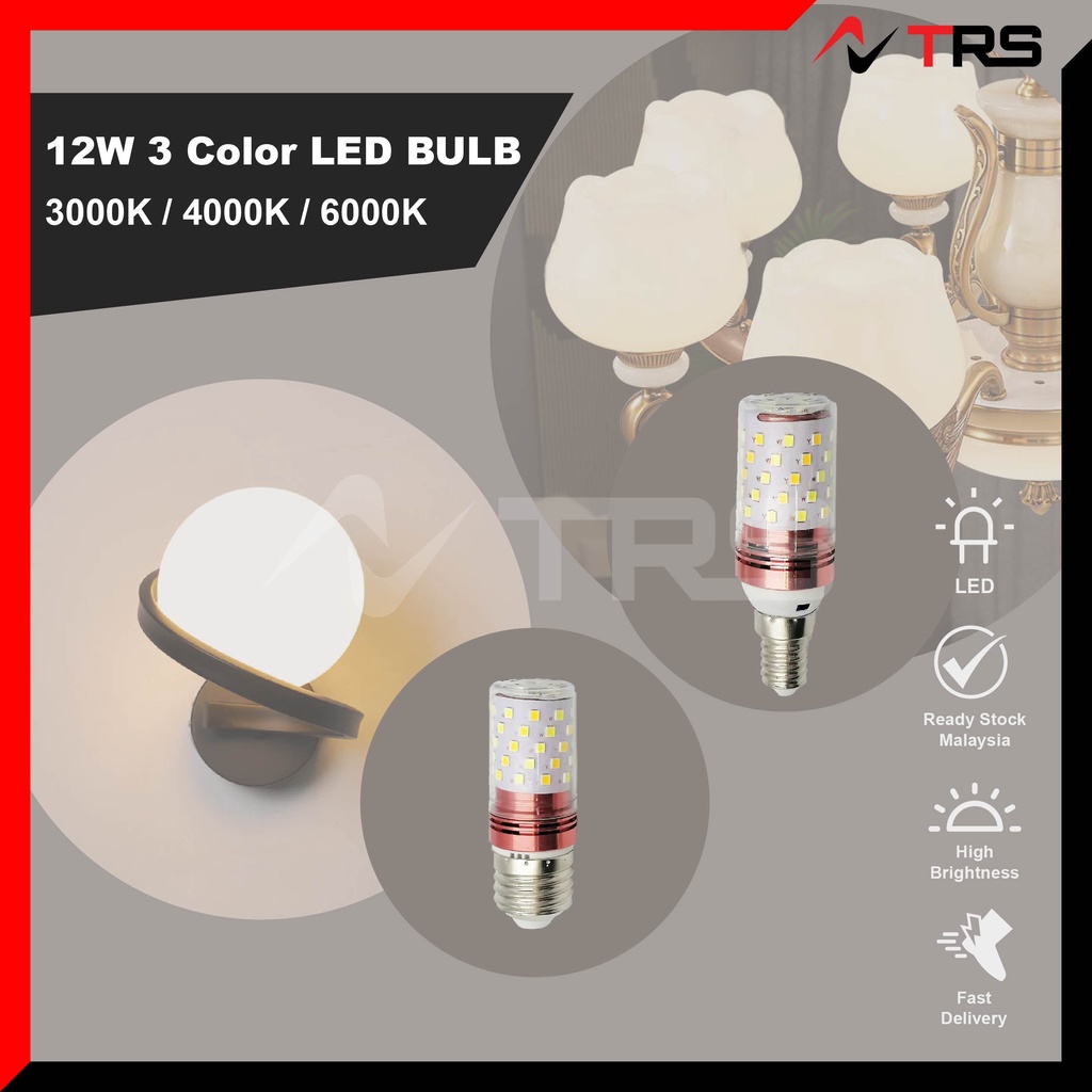 12W 3 Color LED corn bulb E14 or E27 3000K 4000K 6000K LED BULB LAMPU ...