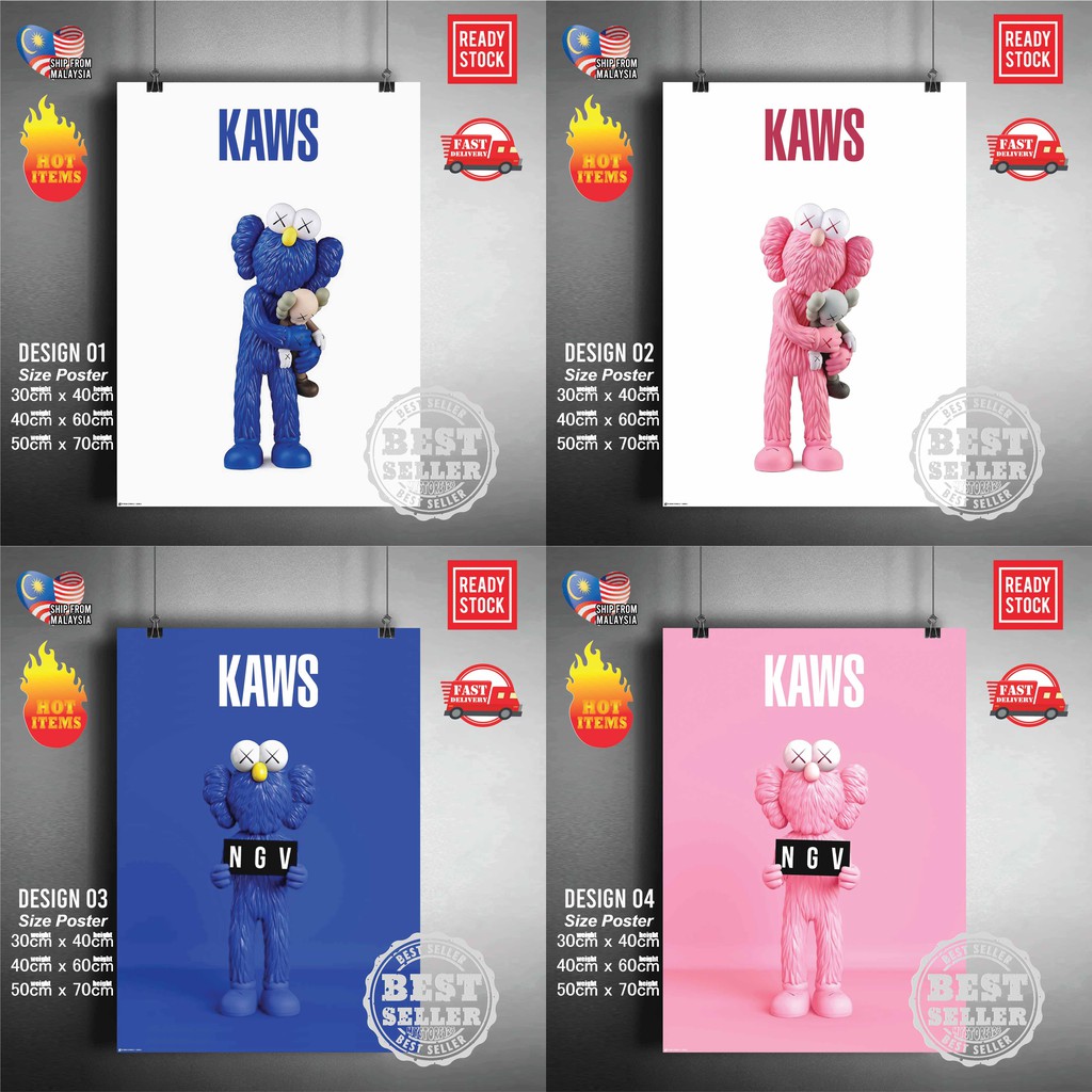 (Ready Stock) KAWS Poster Sticker Brand Fashion modern style Wall ...