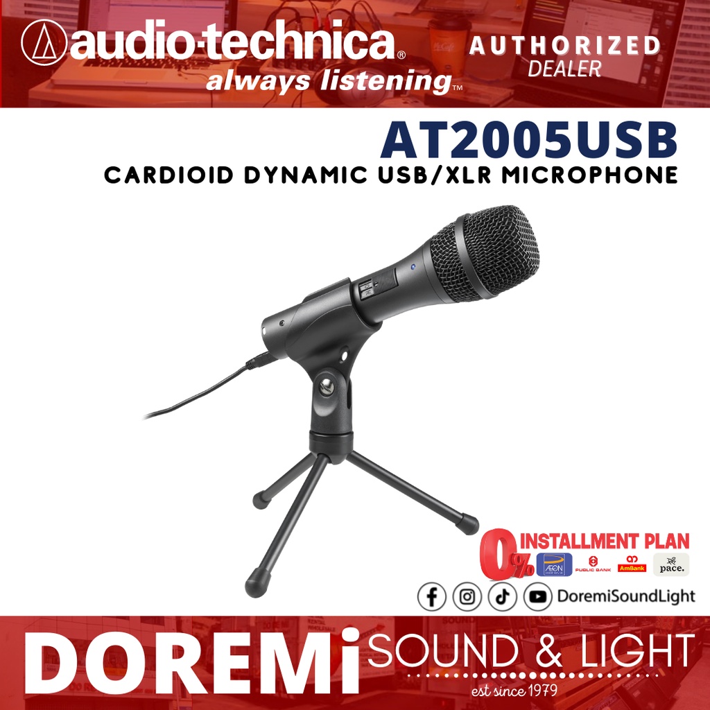 Audio Technica AT2005 USB Cardioid Dynamic USB XLR Microphone