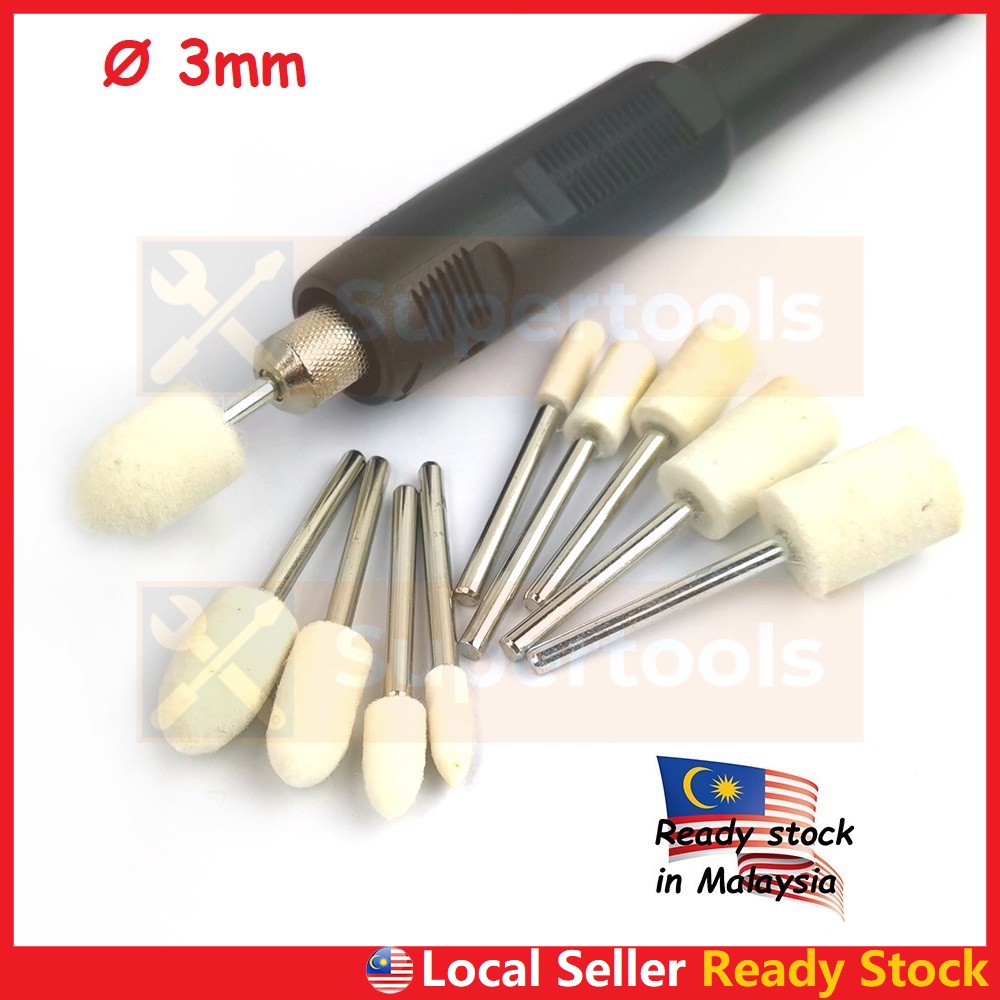 1pcs 3mm Wool Felt Burr Grinding Head Grinder Burr Abrasive Polishing Porting For Rotary Tool