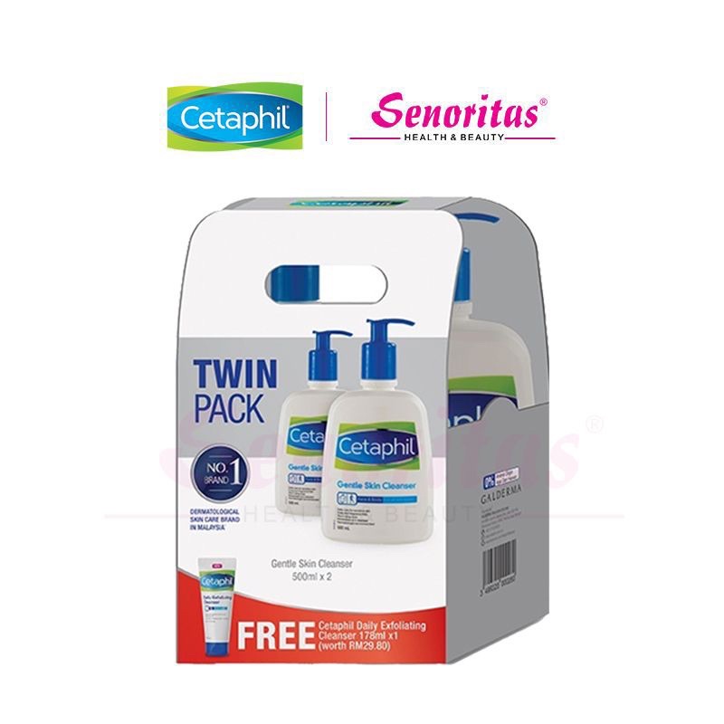 Cetaphil Gentle Skin Cleanser For Face And Body [twin Pack 500ml X 2