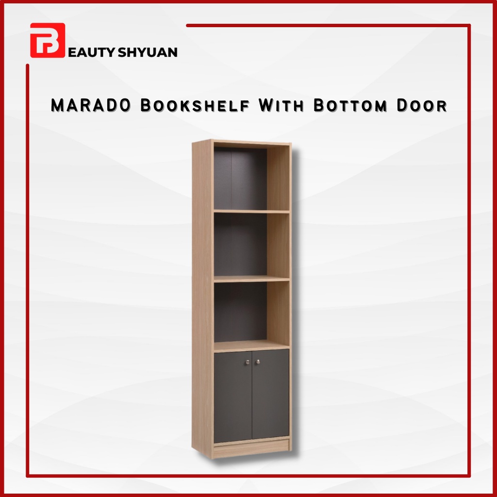 MARADO Book Rack Bookshelf With Bottom Door File Display