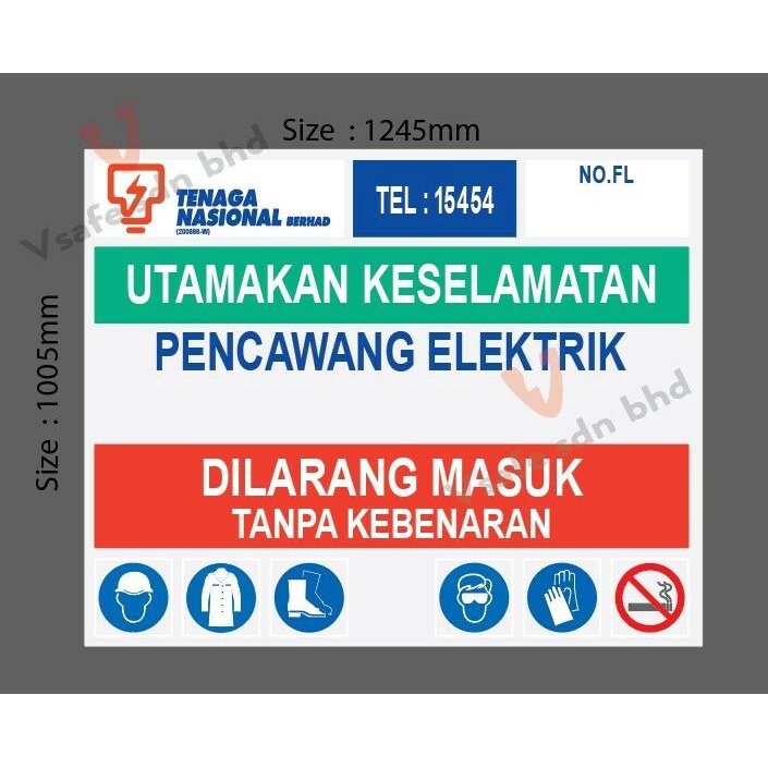 TNB Pencawang Signage Safety first Signage 1245(W) x 1005(H)mm | Shopee ...