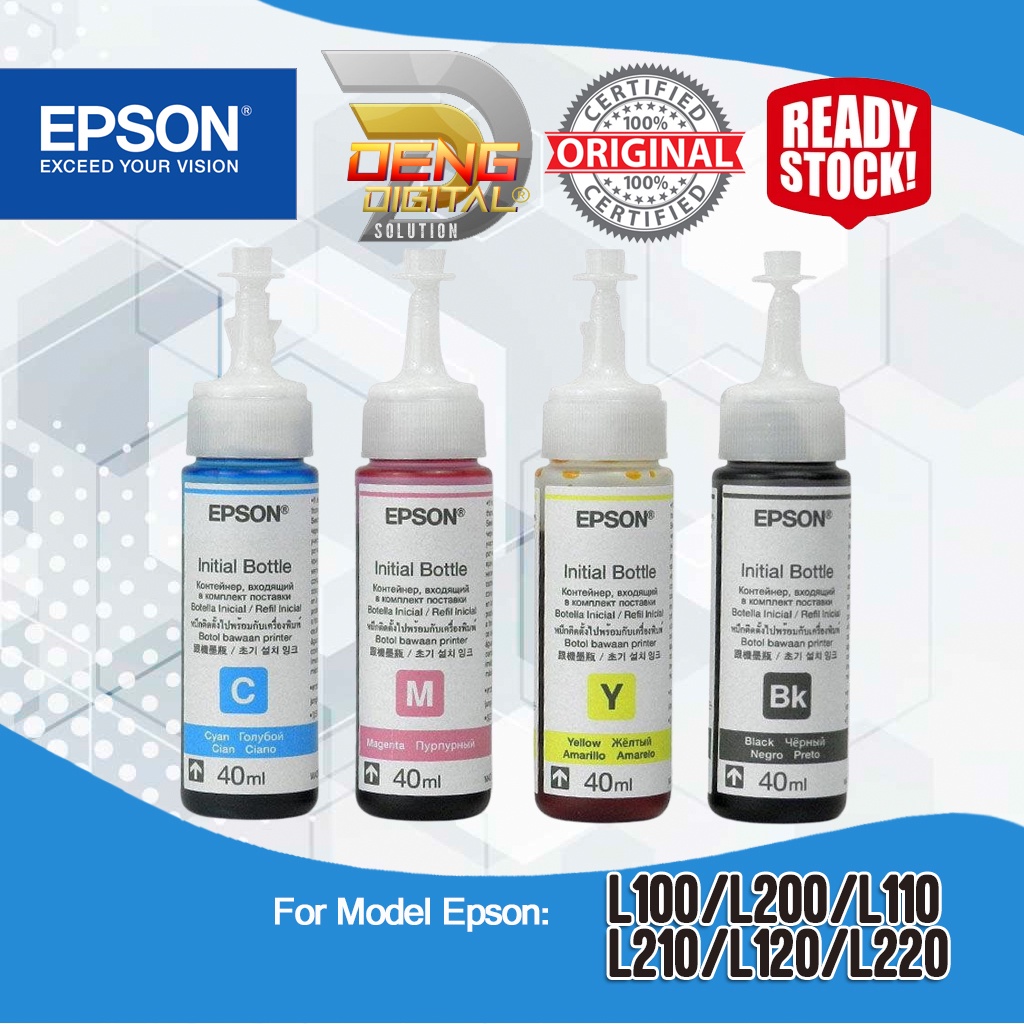 Original Epson Ink Bottle Ink Premium Quality (40ml) For L100/L200/L110