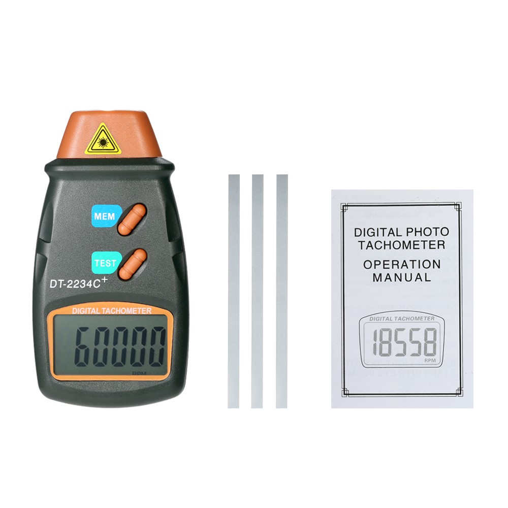 Handheld Digital Photo Tachometer Laser NonContact Tach Range 2.5RPM
