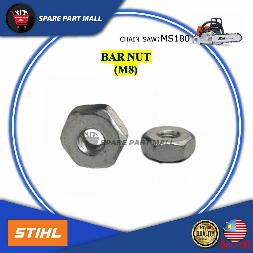STIHL CHAIN SAW (MS180): BAR NUT M8/ DURABLE CHAINSAW SILVER METAL M8 ...