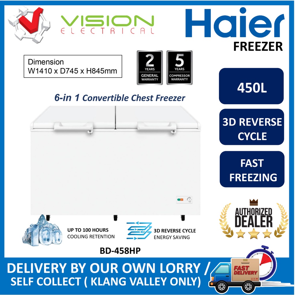 HAIER BD458HP 6in 1 Convertible Chest Freezer 450L Penyejuk Beku 冷藏柜