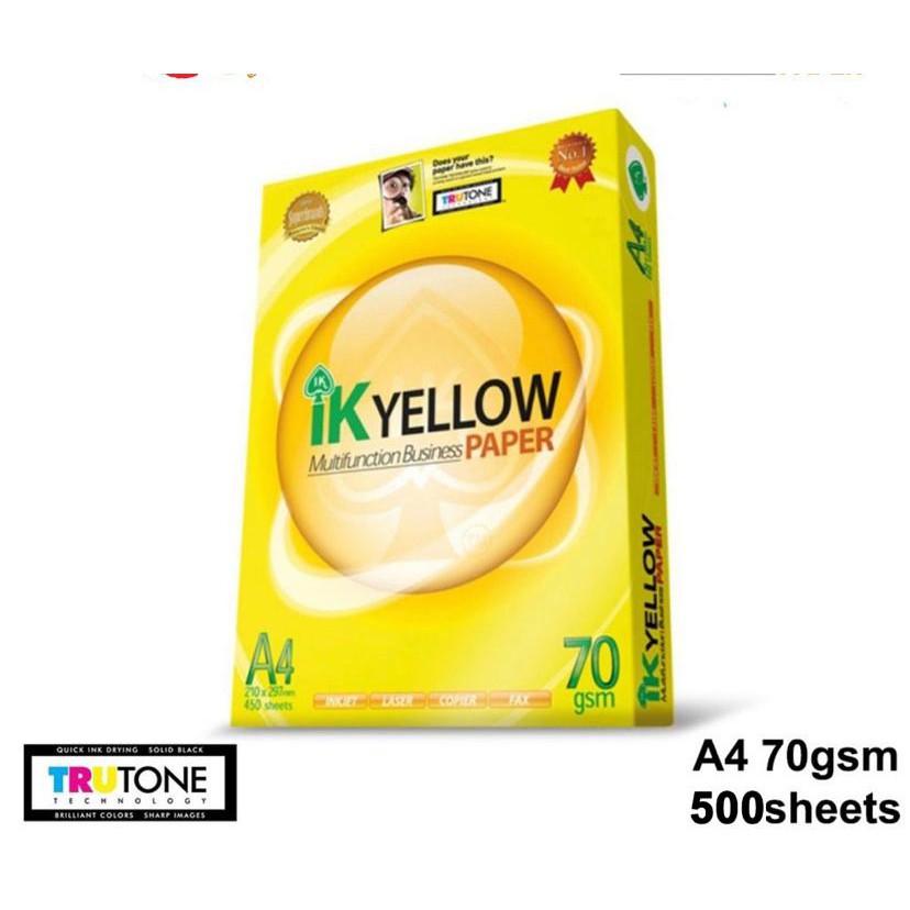 IK Yellow Paper A4 Size 70 gsm - 500 Sheets (Per Ream) | Shopee Malaysia