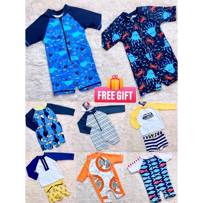 🔥Ready Stock🔥(06m)Baby Boy Swimsuit Premium UV Protect Newborn