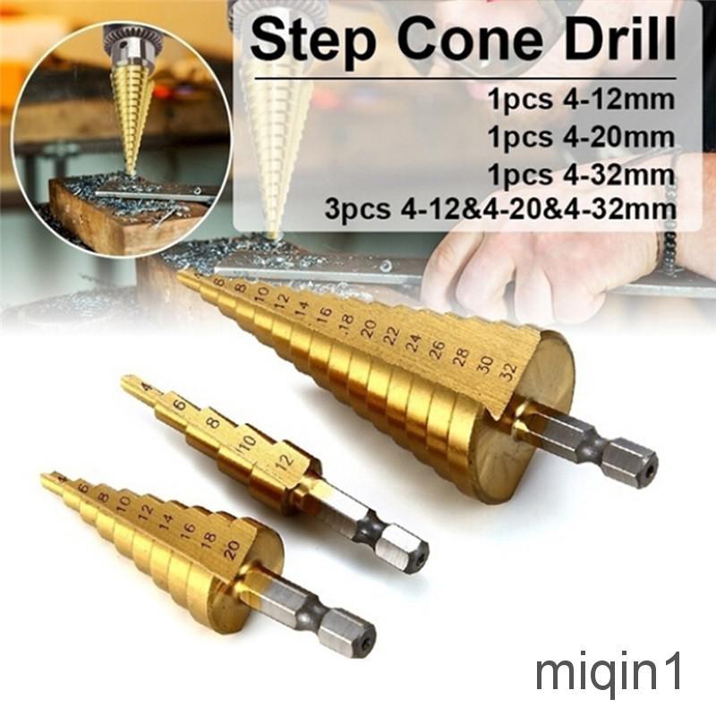 [MQ1my] Large HSS Steel Step Cone Drill Titanium Bit Set Hole Cutter 4 ...