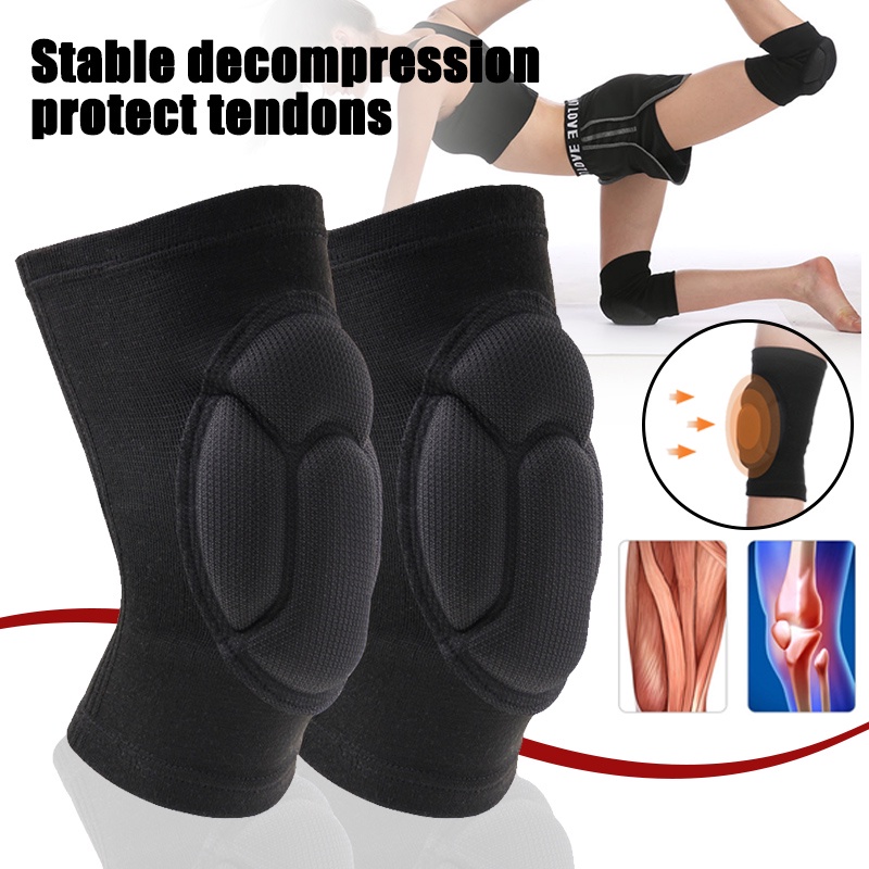 1 Pair Black Sports Sponge KneePad High Density Knee Pad Running ...