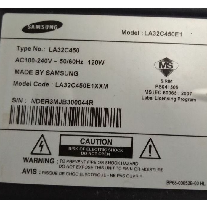 TV LCD SAMSUNG LA32C450E1 Shopee Malaysia