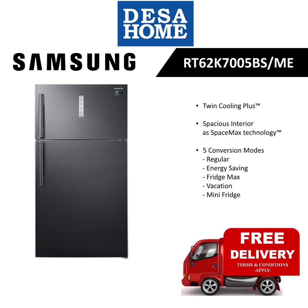 SAMSUNG 2 Doors Top Mount Freezer With Twin Cooling Plus 711L RT62K7005BS/ME Shopee Malaysia