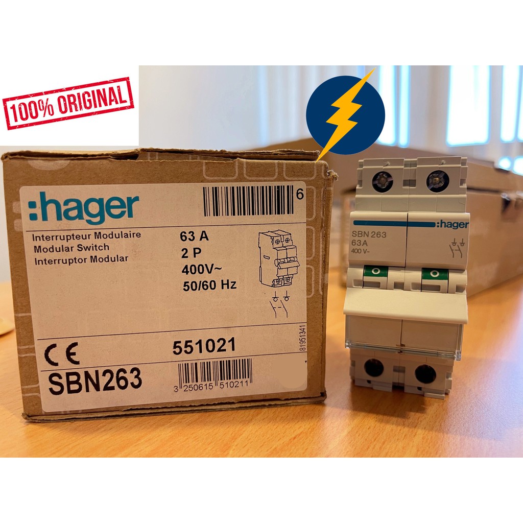 Interrupteur Modulaire Hager Sbn263 – 63A 400V – Sectionneur/disjoncteur – Occasion