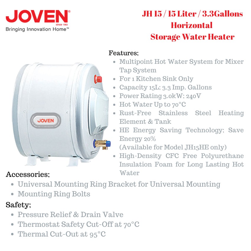Joven / Storage Water Heater / Horizontal Storage Water Heater / JSH15