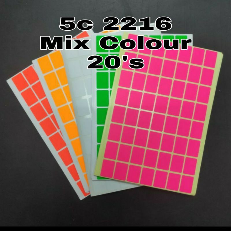 1680PCS Rectangular Coloured Stickers Labels, Coloured