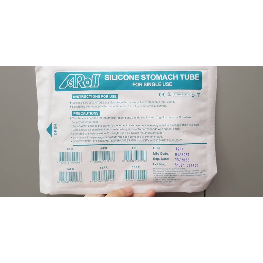 (Exp:3/2026) AROS SILICONE RYLE'S STOMACH TUBE (12FR) | Shopee Malaysia