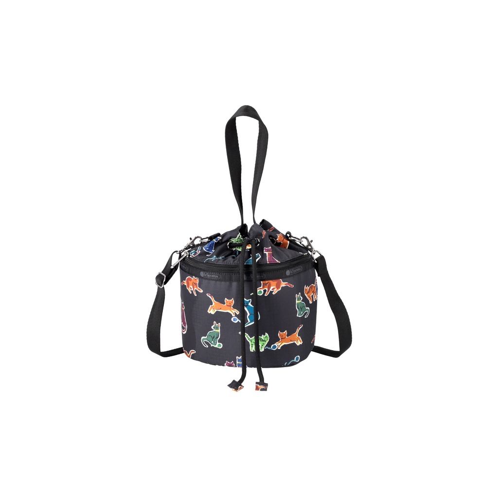 LeSportsac Drawstring Bucket Bag- Crafty Cats Black | Shopee Malaysia