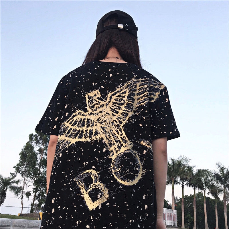 BOY LONDON Doodle Eagle Wings BLACK Short Sleeve Tshirt Casual Oversized  Tees Couples T-shirt Round Collar T Shirt